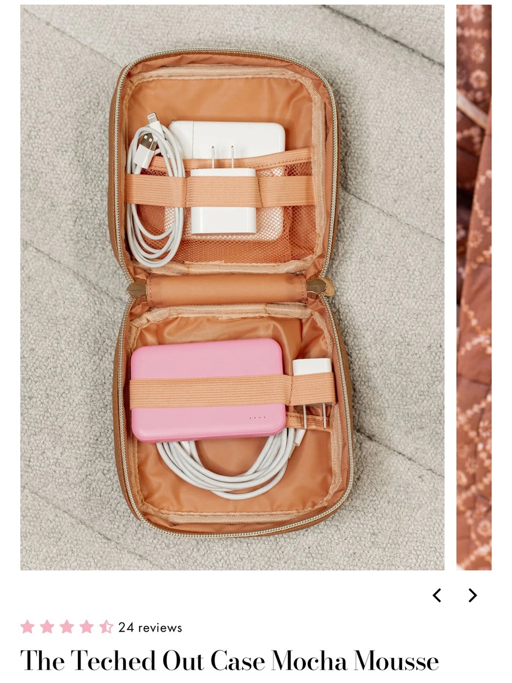 Poppy & Peonies Mocha Tech Zip Case - Picture 4 of 5